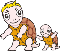 亀の親子 元気な亀の親子のイラスト