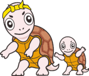 亀の親子 元気な亀の親子のイラスト