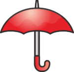 赤い雨傘 赤い雨傘のシンプルなイラスト