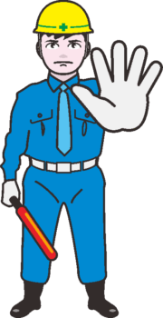真面目そうな工事現場誘導員のイラスト