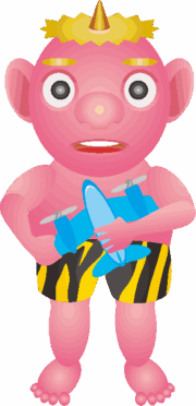 玩具を持った鬼の子どものイラスト