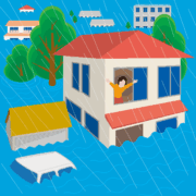 梅雨時の洪水