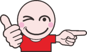 こっちはバッチリだぜと言っている小僧のイラスト