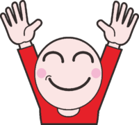 バンザイをしている小僧のイラスト