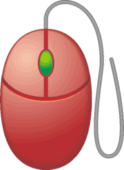 赤いマウス コード付きの赤いマウスのイラスト