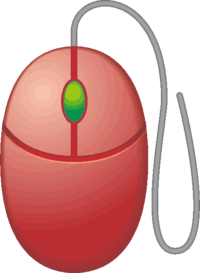 赤いマウス コード付きの赤いマウスのイラスト