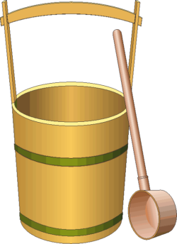 水桶とひしゃく お墓参りの水桶とひしゃくのイラスト