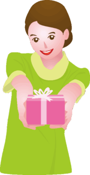 バレンタインデーのプレゼントを差し出している女性のイラスト