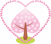 ハート模様を描いている桜の木のイラスト