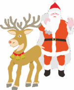 トナカイとサンタクロースのイラスト画像