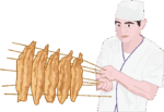 うなぎの蒲焼職人のイラスト