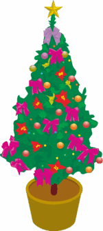 カラフルなクリスマスツリーのイラスト