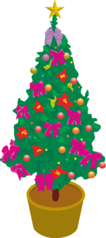 クリスマスツリー カラフルなクリスマスツリーのイラスト