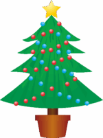 赤玉青玉で飾ったクリスマスツリーのイラスト