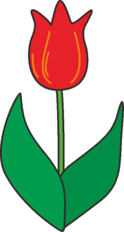 赤いチューリップ 赤いチューリップの素朴なイラスト