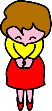 「ありがとうございます」と頭を下げている女性のイラスト