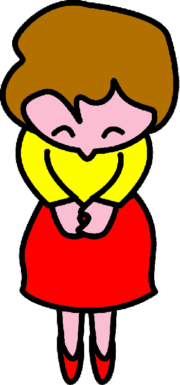 「ありがとうございます」と頭を下げている女性のイラスト