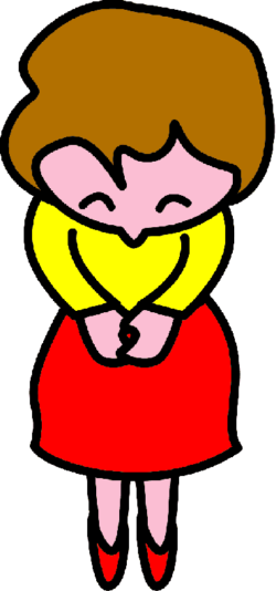 「ありがとうございます」と頭を下げている女性のイラスト