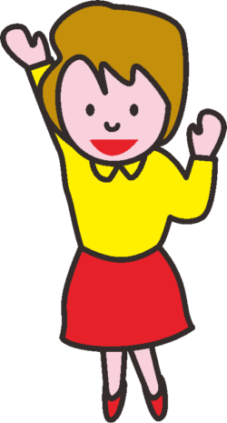 「おーい」と声をかけている女性のイラスト