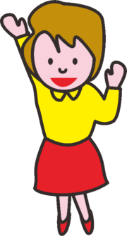 「おーい」と声をかけている女性のイラスト