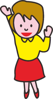 「おーい」と声をかけている女性のイラスト