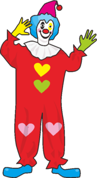 赤い服のピエロ 赤い服を着たピエロのオジサンのイラスト