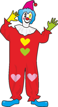 赤い服のピエロ 赤い服を着たピエロのオジサンのイラスト