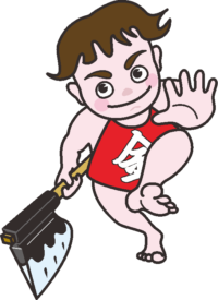 マサカリ片手に元気ポーズの可愛い金太郎のイラスト