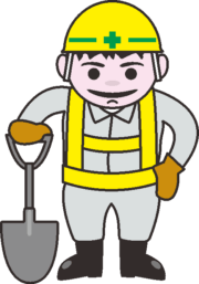 スコップを持った工事作業員