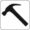 ハンマー クギ抜き付きハンマーのモノクロアイコン画像