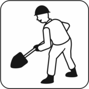建設作業員 スコップを使っている作業員のアイコン画像