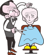 お年寄りの散髪風景 お年寄りの散髪風景