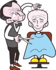 お年寄りの散髪風景 お年寄りの散髪風景