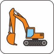 オレンジ色のバックホー オレンジ色のバックホー