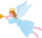 少女天使 ラッパを吹いている少女天使のイラスト画像