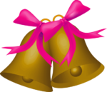 ピンクリボンの付いたクリスマスベル ピンクリボンのついたクリスマスベルのイラスト画像