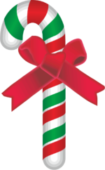 キャンディケイン 赤いリボンを巻いたクリスマスのキャンディケインのイラスト画像
