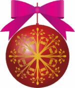 リボンのついたクリスマスボールのイラスト画像