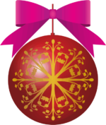 クリスマスボール リボンのついたクリスマスボールのイラスト画像