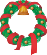 リボンを巻いたクリスマスリース 赤いリボンを巻いたクリスマスリースのイラスト画像