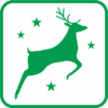 空を駆けるトナカイの単色アイコン画像