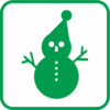 サンタクロースの雪だるまの単色アイコン画像