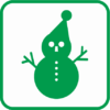 サンタクロースの雪だるまの単色アイコン画像