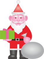 柔和なサンタクロース プレゼントを持った柔和なサンタクロースのイラスト画像