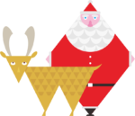 ひし形サンタと三角トナカイ ひし形サンタと三角トナカイのイラスト画像
