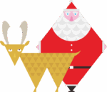 ひし形サンタと三角トナカイのイラスト画像