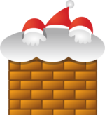 煙突サンタ 煙突に入ろうとしているサンタクロースのイラスト画像