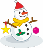 クリスマス飾りがついている雪だるまのイラスト
