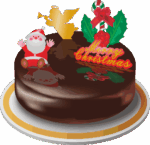 クリスマス用チョコレートケーキのイラスト画像