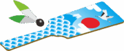 鶴と富士の絵の羽子板のイラスト画像